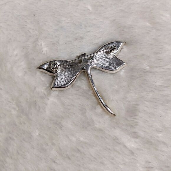 Vintage 90's Enameled Dragonfly Brooche w/ Rhinestone Accents - Picture 7 of 7